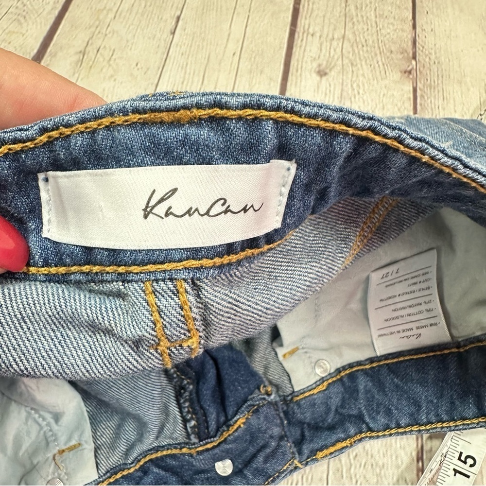 KanCan Blue Distressed Jean cut off Shorts sz 7 27 boho festival beach raw hem - Picture 6 of 8